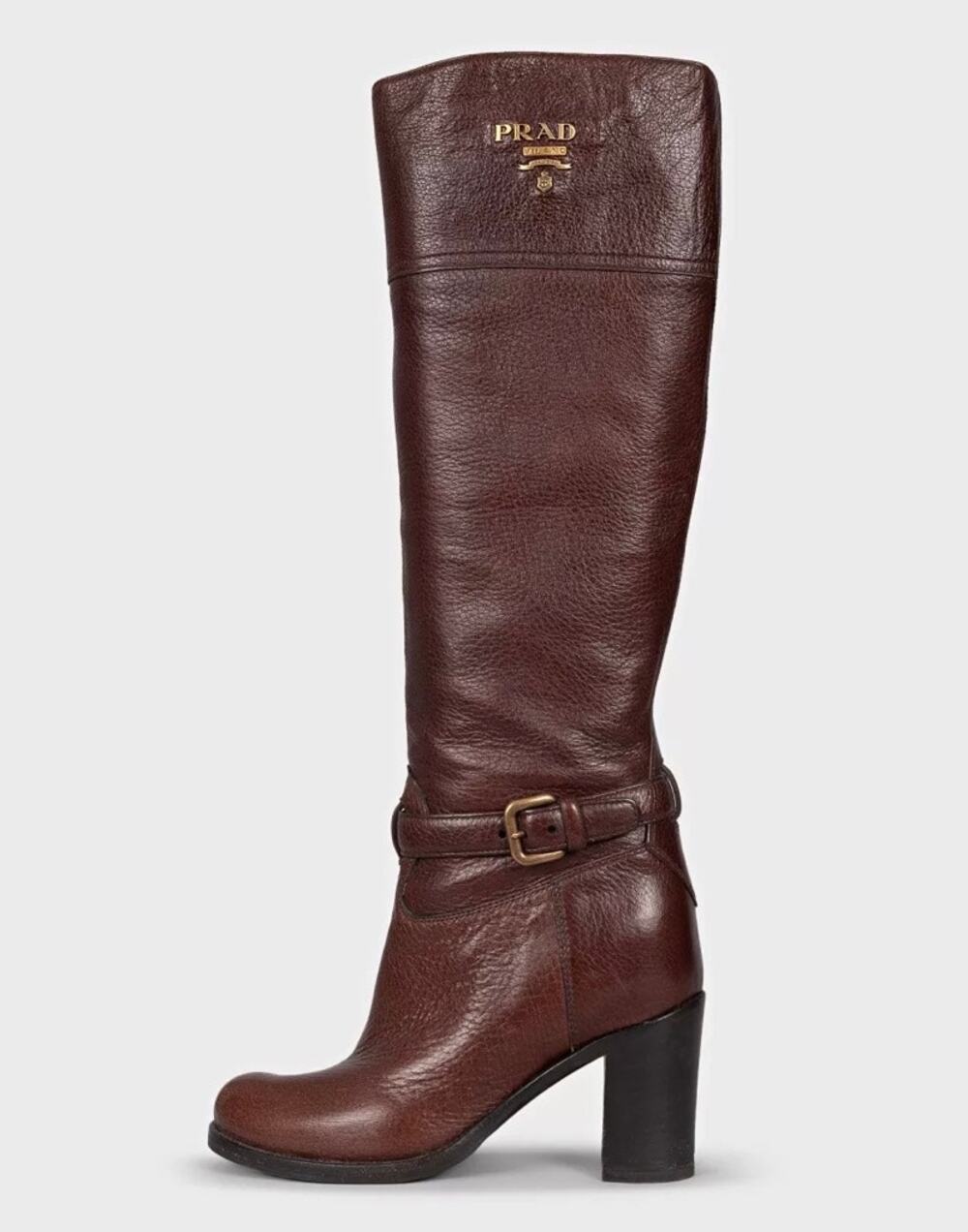 Prada Brown Leather Logo Boots - EU 37